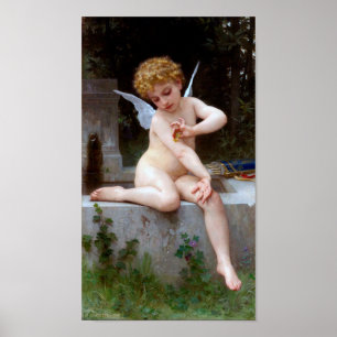 Póster Cupido con mariposa, Bouguereau