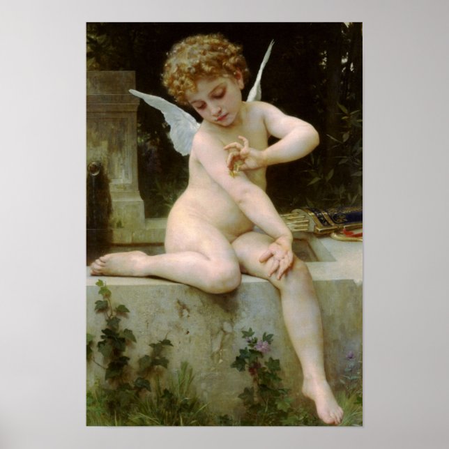 Póster Cupido con mariposa de Bouguereau (Frente)