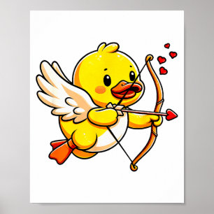 Póster Cupido de San Valentín Corazón Amante Pato Diverti