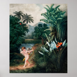 Póster Cupido Inspirando Plantas con Amor, Thornton Art