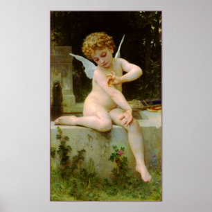 Póster Cupido y mariposa de Bouguereau