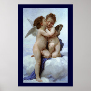 Póster Cupido y Psique de niños / Primer beso del ángel