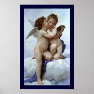 Póster Cupido y psiquis como niños / el primer beso de Án