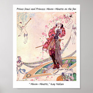 Póster Cupidos, princesa y príncipe en un fanático mágico