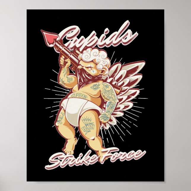 Póster CUPIDS STRIKE FORT día de San Valentín gracioso (Frente)