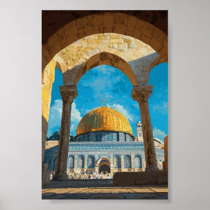 Póster Cúpula de la roca - Arquitectura islámica majestuo