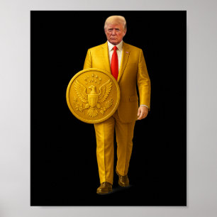 Póster Cúpula Dorada Trump Gran Mapa Americano Patriótico