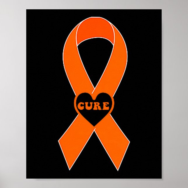 Póster Cura Cinta Naranja Esclerosis Múltiple Conciencia  (Frente)