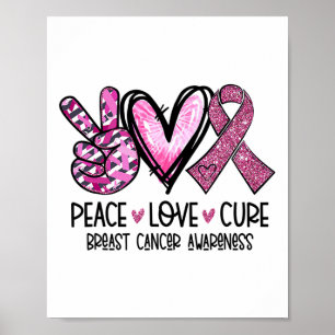 Póster Cura de amor Cinta rosa Cáncer de pecho Conciencia