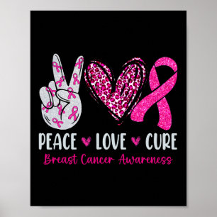 Póster Cura de amor Cinta rosa Conciencia sobre el cáncer