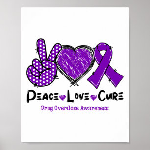 Póster Cura de Amor por la Paz Púrpura Conciencia de Sobr