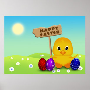 Póster Cura Feliz Pascua, bebé polluelo