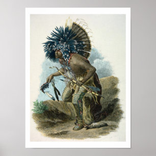 Póster Curandero de la tribu de Mandan en el traje de