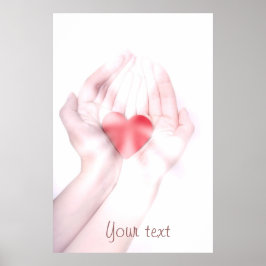 Póster Curando manos con personalizar de corazón rojo
