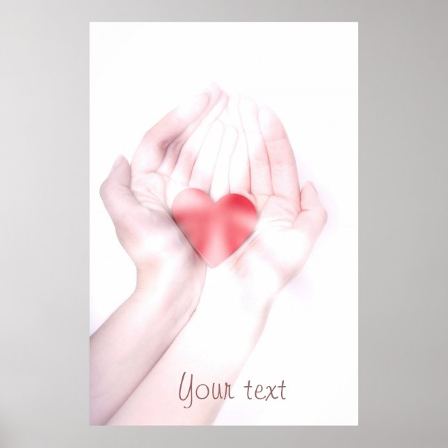 Póster Curando manos con personalizar de corazón rojo (Frente)