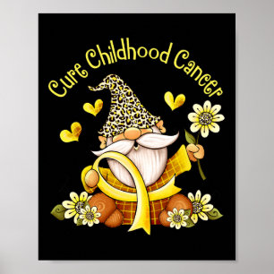 Póster Curar el cáncer infantil Gnome de la cinta dorada