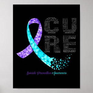Póster Cure Blue Purple Ribbon Suicidio Prevención Awaren