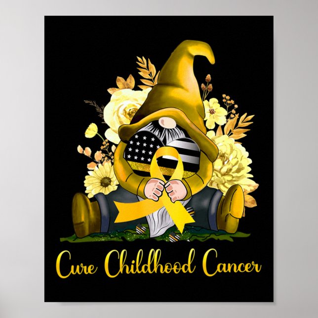 Póster Cure Childhood Cancer Awareness Gold Ribbon Gnome  (Frente)
