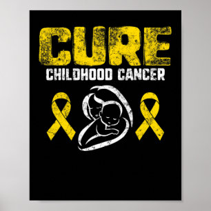 Póster Cure Children Cancer Gold Ribbon Support Mom War