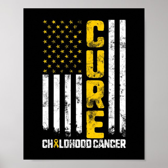 Póster Cure Chilhood Cancer Gold Ribbon Mom Kid Awarenes (Frente)