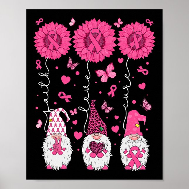 Póster Cure Gnomes Amor Cure Gnomes Cáncer de Mama Sunflo (Frente)