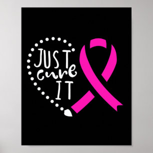 Póster Cure It Cancer Awareness Pink Ribbon