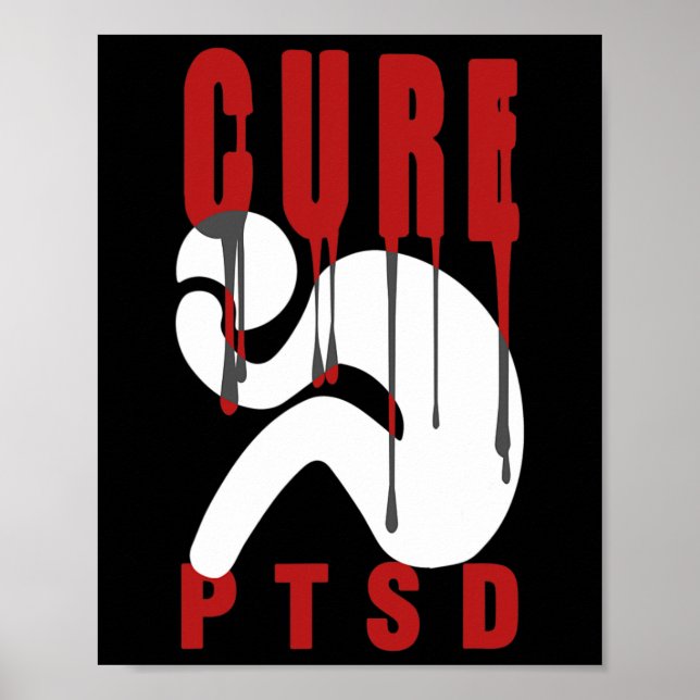 Póster Cure Ptsch Awareness 1 Descenso del estrés postrau (Frente)