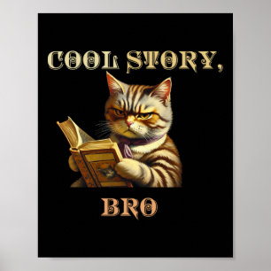 Póster Curiosa historia de un gato sarcástico Funny Hombr