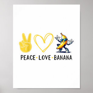 Póster Curiosamente Love Banana Cute Banana Peace Love Ba