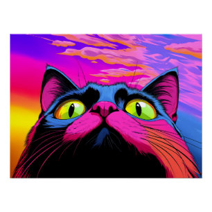 Póster Curiosidad galáctica: La mirada cósmica de un gato