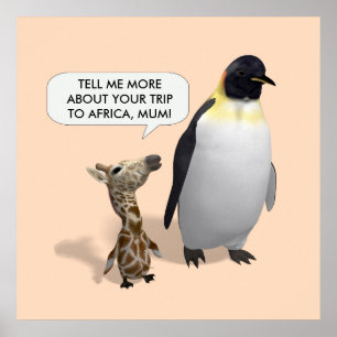 Póster Curioso bebé de jirafa