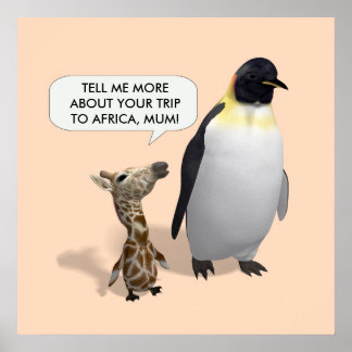 Póster Curioso bebé de jirafa