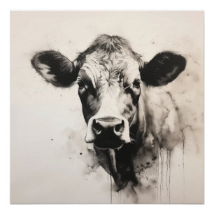 Poster curioso de la vista de las vacas por los di
