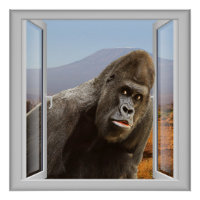 Curioso Gorila Ventana 3D Arte