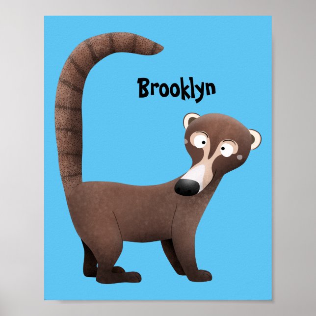 Póster Curioso ilustracion personalizado de coatimundi (Frente)