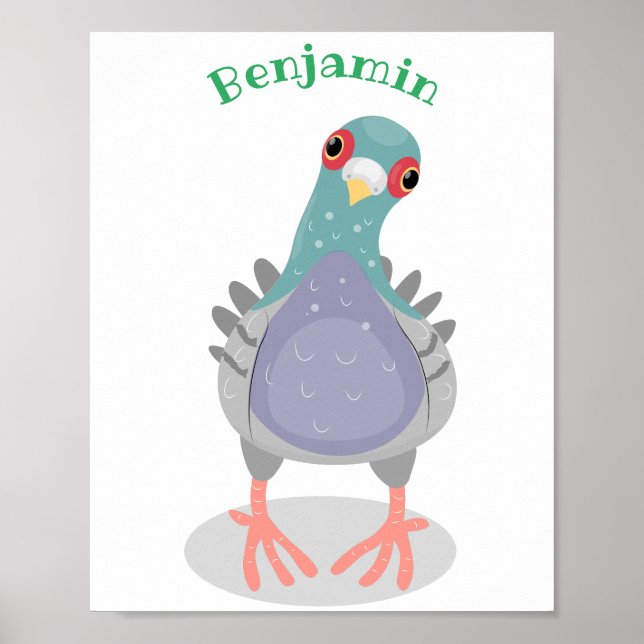 Póster Curioso ilustracion personalizado de palomas (Frente)