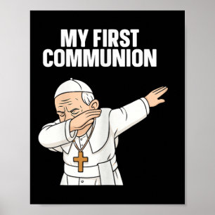 Póster Curioso Papa Dabbing Mi primer regalo de la comuni