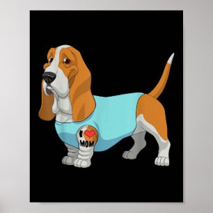 Póster Curioso Perro Beagle Amo A Mamá Tattoo Regalo Tee