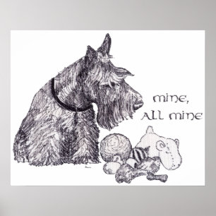 Póster Curioso Terrier Escocés Mío, todo Mío