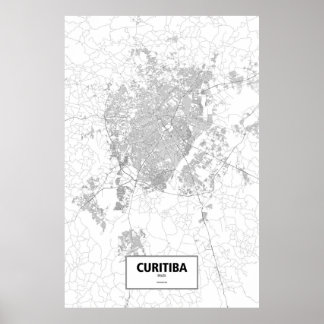 Póster Curitiba, Brasil (negro sobre blanco)
