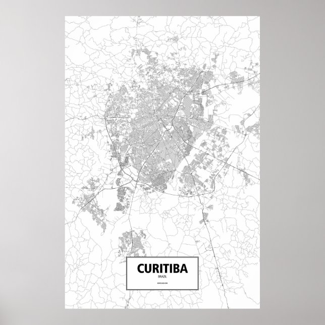 Póster Curitiba, Brasil (negro sobre blanco) (Frente)