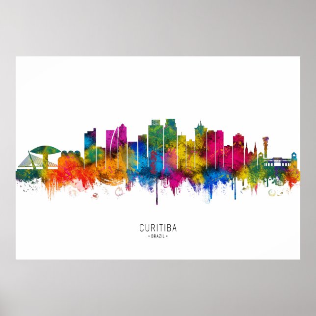 Póster Curitiba Brazil Skyline (Frente)