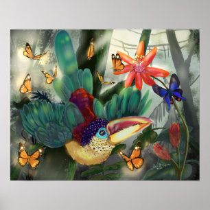 Póster Curl Crested Aracari Toucan