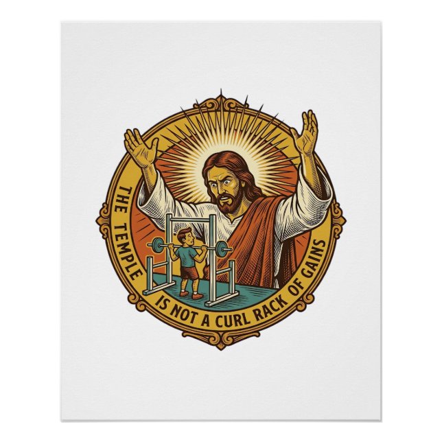 Póster Curl de bíceps enojado de Jesús Rack de sentadilla (Anverso)