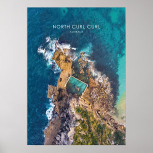 Póster Curl del Norte, Ilustracion de viajes de Australia
