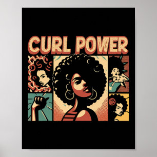 Póster Curl Power Afro Pelo Natural Negro Historia Mo