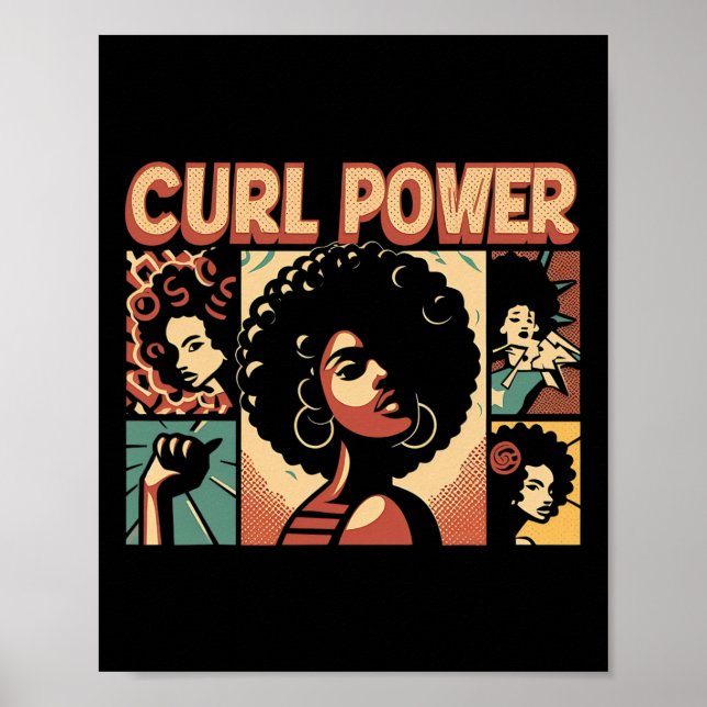 Póster Curl Power Afro Pelo Natural Negro Historia Mo (Frente)