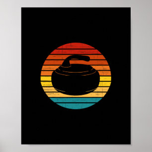 Póster Curling Vintage Retro Curling Stone