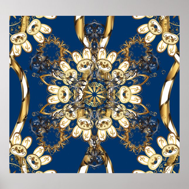 Póster Curlos dorados, patrón de cosecha oriental. (Frente)