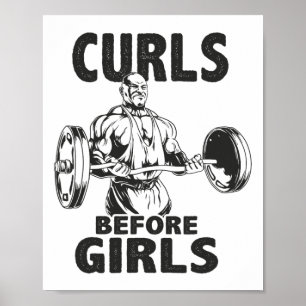Póster Curls Antes de Chicas - Motivación de Gimnasio